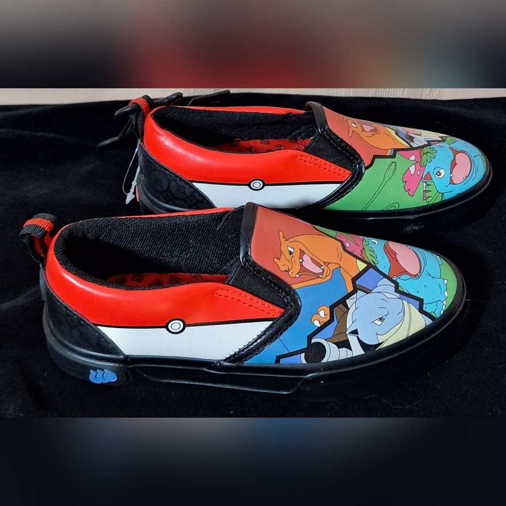 POKEMON Kids Slip-on Sneakers with Red and Blue Characters - Picture 2 of 7